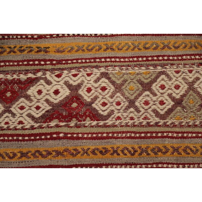 Hand Woven Oriental 100% Wool Carpet Southwestern Tribal Multi-Colored Kilim Area Rug - 8' 11'' X 5' 11''