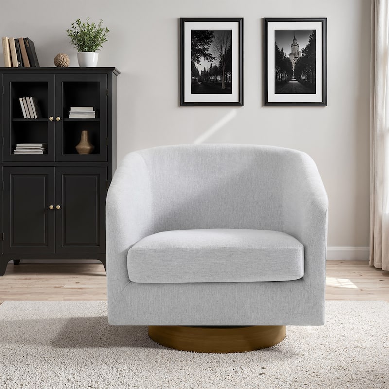Faux Leather Wide Seat Swivel Barrel Chair