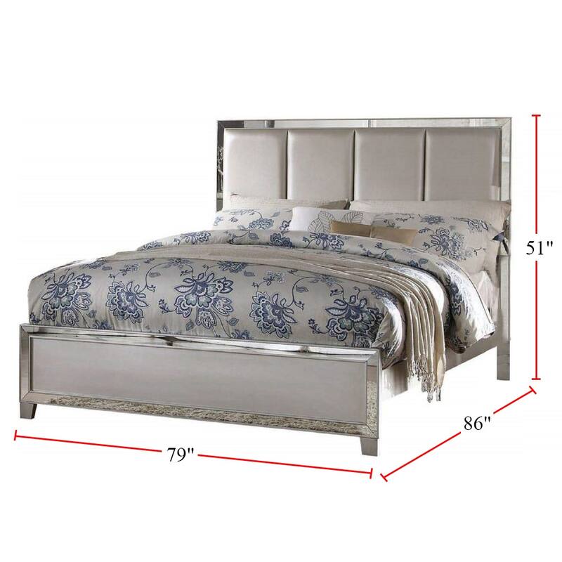 Platinum PU Bed with Wood Block Legs
