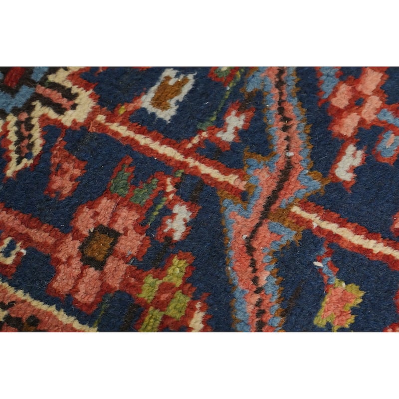 Hand Knotted Oriental 100% Wool Carpet Traditional Floral Red Heriz (serapi) Area Rug - 10' 5'' X 7' 2''