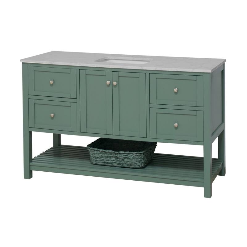 KitchenBathCollection Lakeshore 60" Single Bathroom Vanity with Engineered Carrara Top