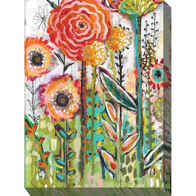 OrangeGreen Oh Happy Day Outdoor Canvas Wall Art Decor 40" x 30"