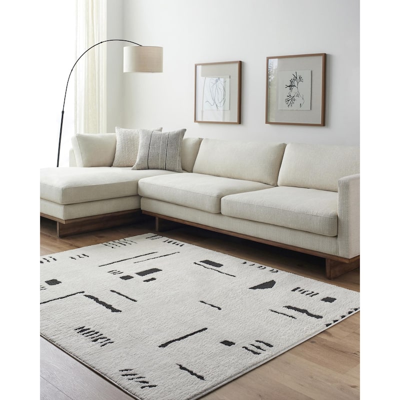 Livabliss Freud Casual Geometric Area Rug - Black/Gray - 2' 7" x 7' 3"