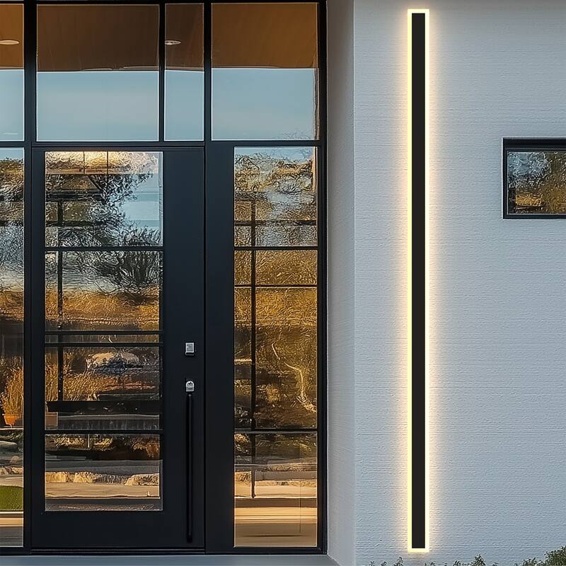 YANSUN Outdoor Wall Light, Rectangular Design, 3000K Warm LED, Satin Black Finish for Elegant Exterior Lighting - 3.1*1.7*78.7