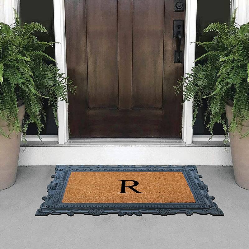 A1HC First Impression Carson Rubber and Coir 24" X 36", Heavy Duty, Easy to Clean Outdoor Monogrammed Doormat