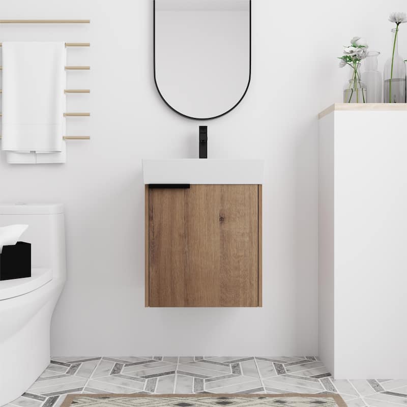 BNK 16/18 Inch Single Sink Bathroom Vanity with Soft Close Door