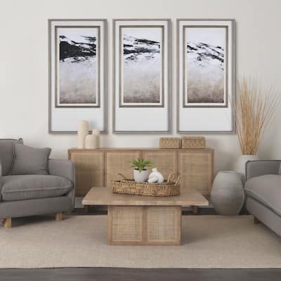 Grier Solid Wood With Cane Accented Base Coffee Table