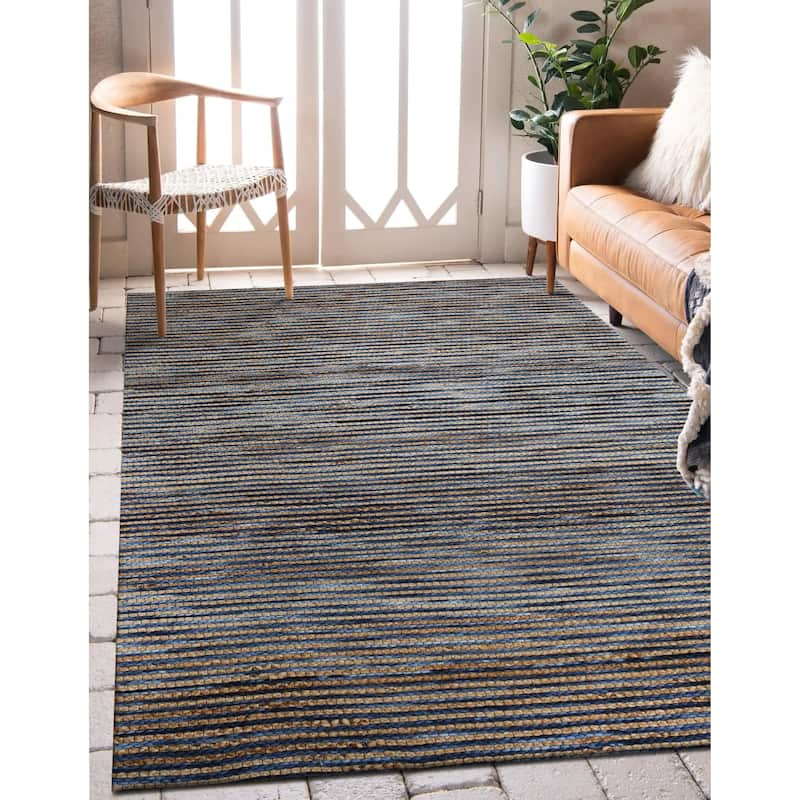 Sevita Stripe Natural Jute and Wool Blend Indoor Area Rug