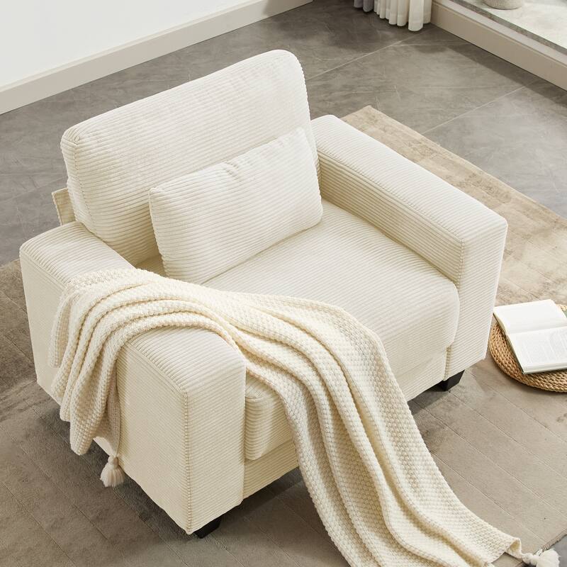 Corduroy Widened Single Sofa Chair, A Extra Lumbar Pillow