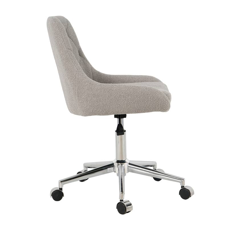 Grey Teddy 22.3" Tufted Accent Chair with Chrome Legs