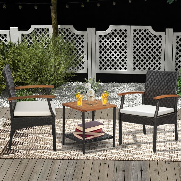 Patio Wicker Chair Set of 2/4 with Soft Zippered Cushion - 24" x 22.5" x 35"