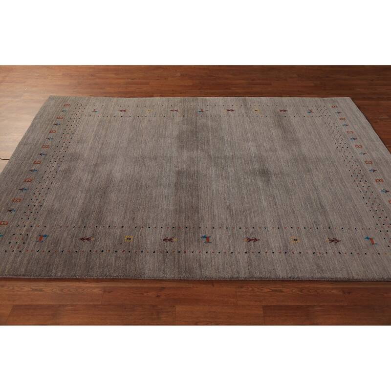 Brown Gabbeh Oriental Area Rug Hand-Knotted Wool Carpet - 5'3" x 7'6"