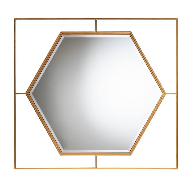 Gates Modern Glam and Luxe Antique Goldleaf Metal Accent Wall Mirror - Gold - Gold