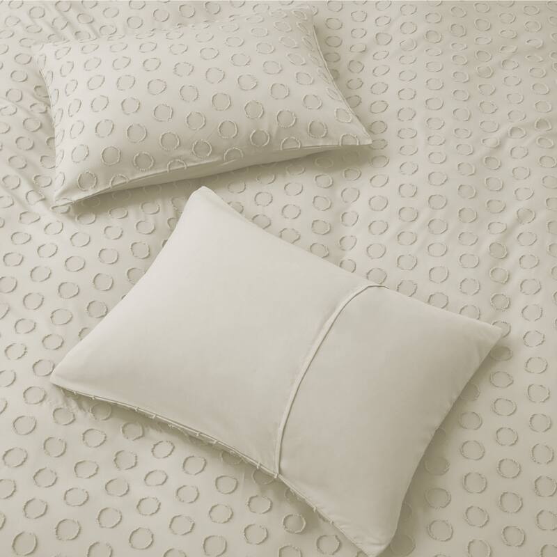 Tufted Clipped Jacquard Geometric Oversized Duvet Cover & Pillowcase Set