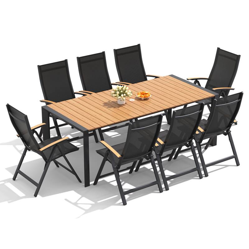 7/9-Piece Outdoor Patio Furniture Set Outdoor Aluminum Dining Table and Folding Chairs