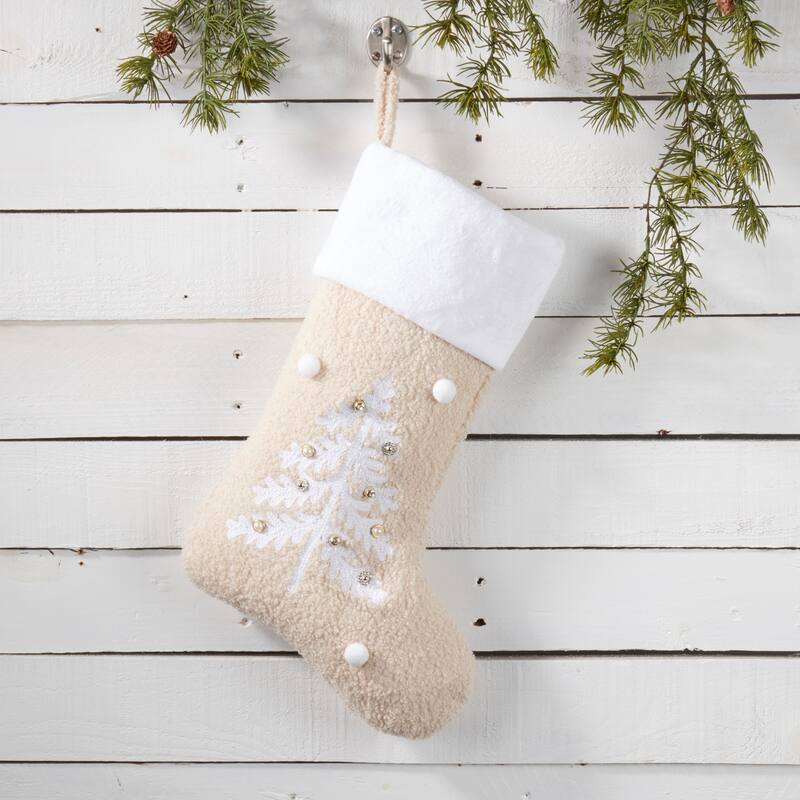 Festive Foliage Christmas Tree Stocking - Natural