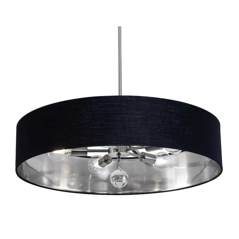 AFX CLNP30MB Pendant 5 Light 30" Wide Crystal Pendant with Fabric - Satin Nickel / Black / White