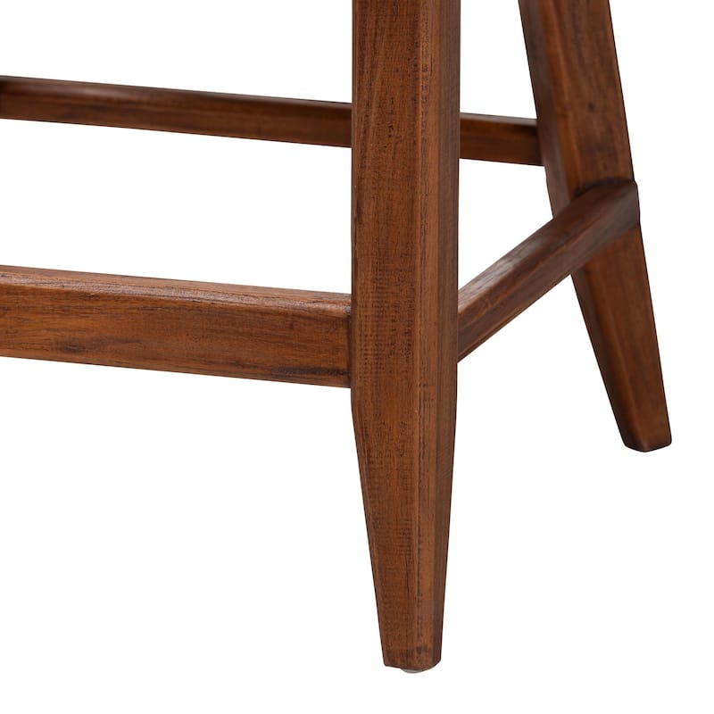 Jasper Seagrass Counter Stool with Mahogany Wood Frame - Coastal Seating with Woven Wingback and Cushioned Seat for Kitchen