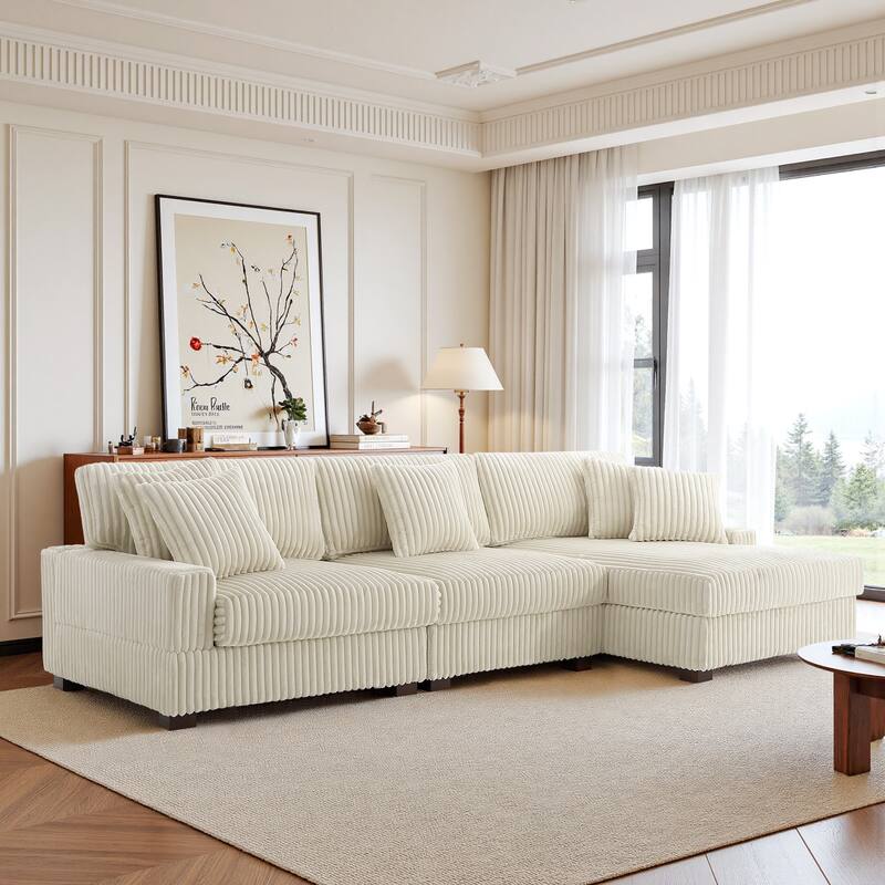 118.4"W Plush Modular Sectional Sofa with Pillows