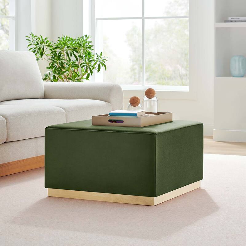 Tilden 17"/28" Square Performance Velvet Upholstered Ottoman