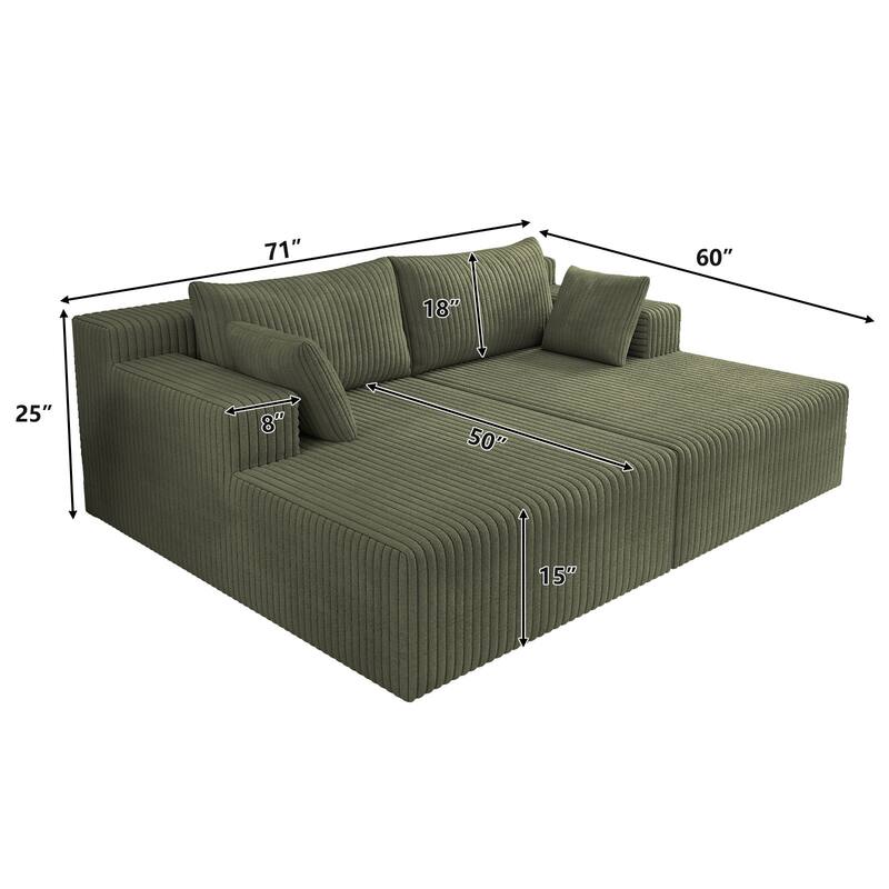 96" Cloud Sectional Couch with L-Shape Chaise,Modern Modular Sofa with Deep Seat, Upholstered Couches for Bedroom
