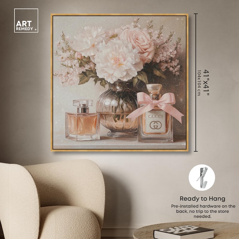 Peach Perfume Flowers in Vase Canvas by Art Remedy