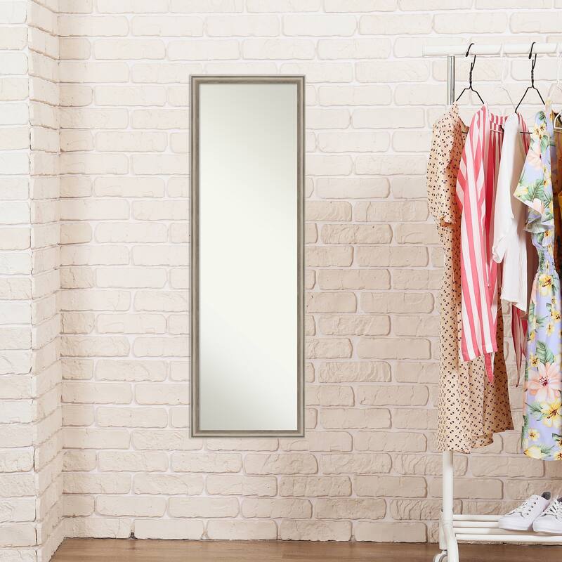 Salon Scoop Non-Beveled Wood Framed Full-Length On the Door Mirror - Glass Size 14x48