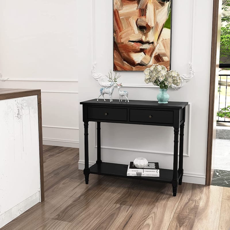 Entryway Table with Storage Drawers Console Table with Shelf