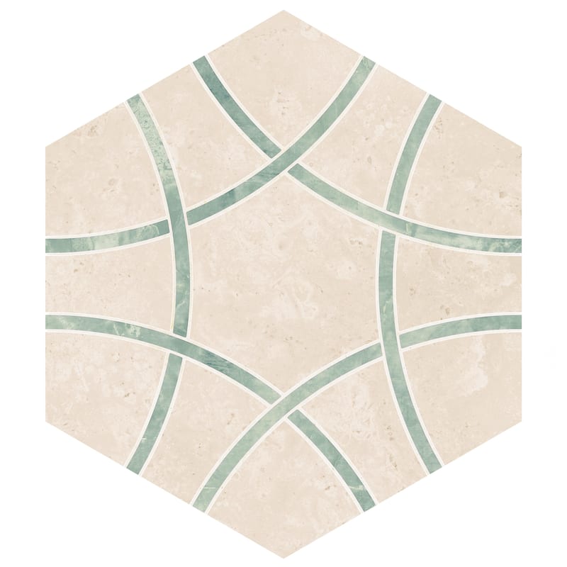 Merola Tile Bari Hex Travertino Jungle 11-1/4" x 13" Porcelain Floor and Wall Tile