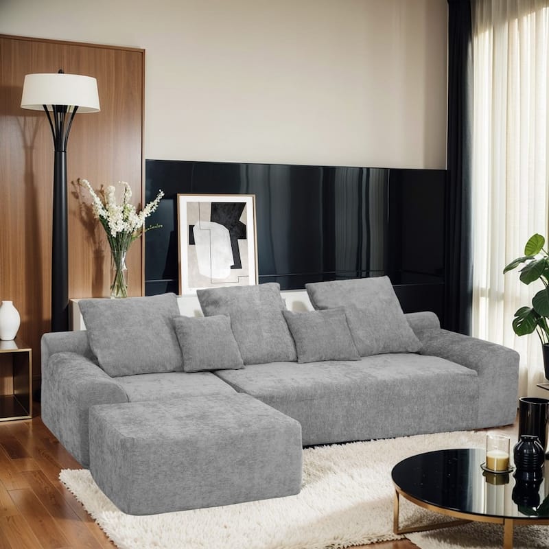 111.2" Modern Modular Velvet L-shaped Sectional Sofa with Adjustable Configurations