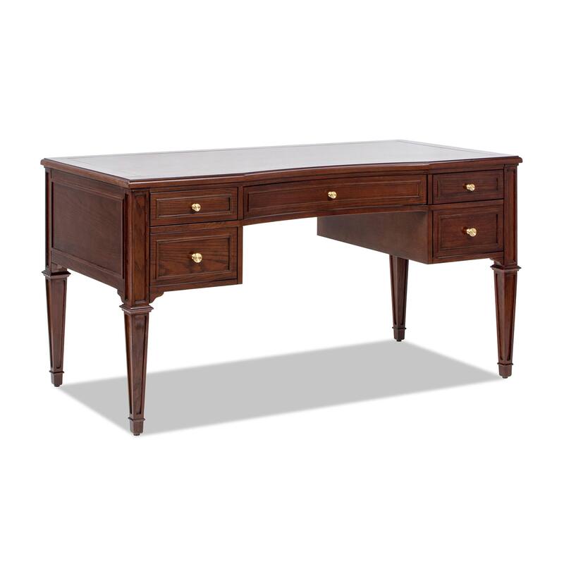 Dauphin 55" Solid Wood 5-Drawer Gold Accent Executive Desk