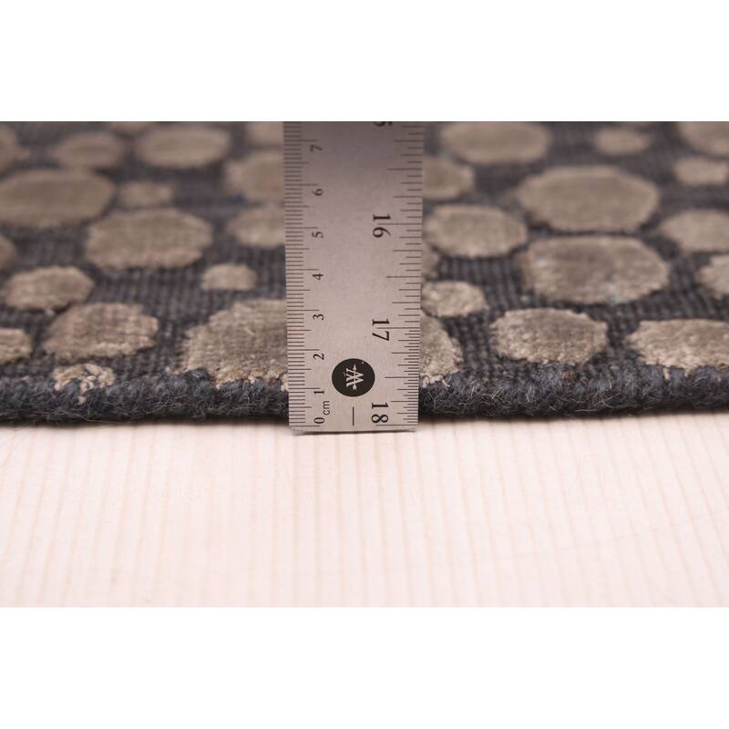 ECARPETGALLERY Hand Loomed Elysian Taupe Viscose, Wool Rug - 4'11 x 7'0