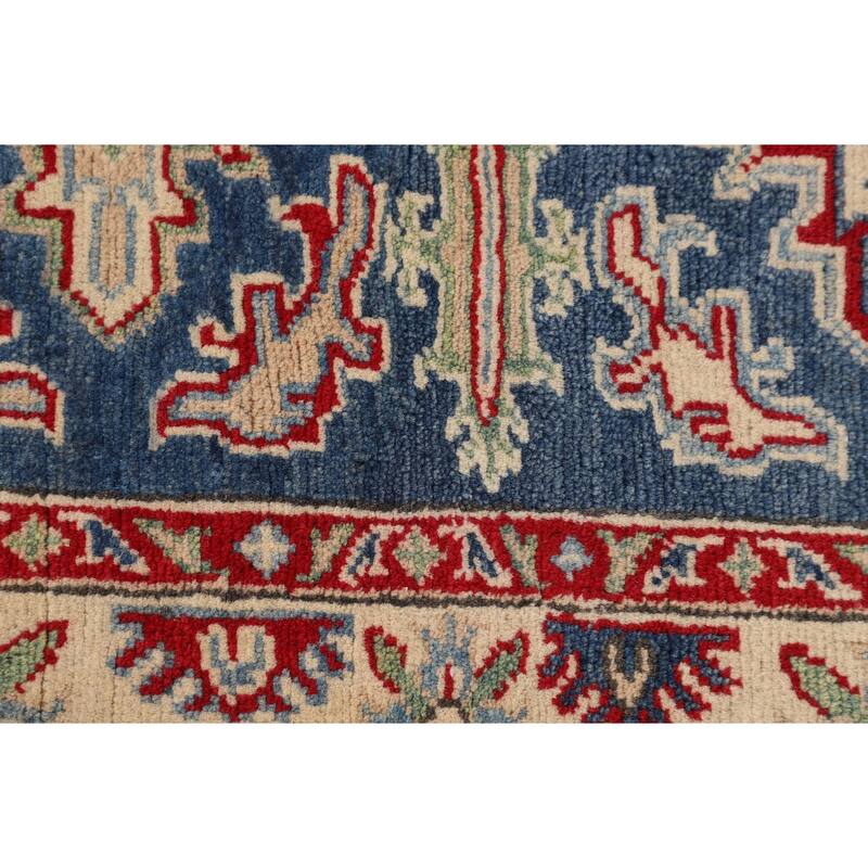 Blue Kazak Accent Rug Handmade Traditional Wool Carpet - 3'3" x 4'9"