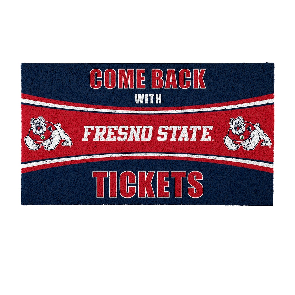 Fresno State University 28 in. x 16 in. PVC "Come Back With Tickets" Trapper Door Mat