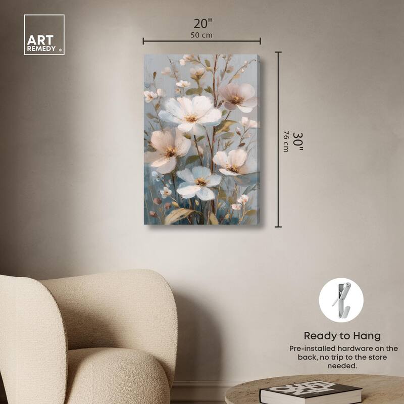 Vintage White Meadow Canvas by Art Remedy, Gallery Wrapped