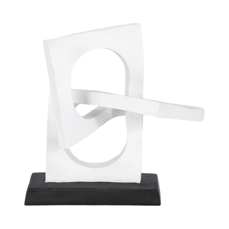 Sagebrook Home 10" Polyresin Links Sculpture in White and Black With Volcano Texture - 10" x 7" x 10"
