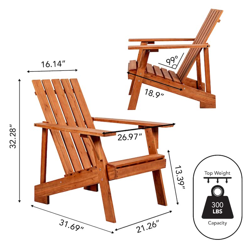 Westport Outdoor Patio Modern Acacia Wood Adirondack Chair, by JONATHAN Y