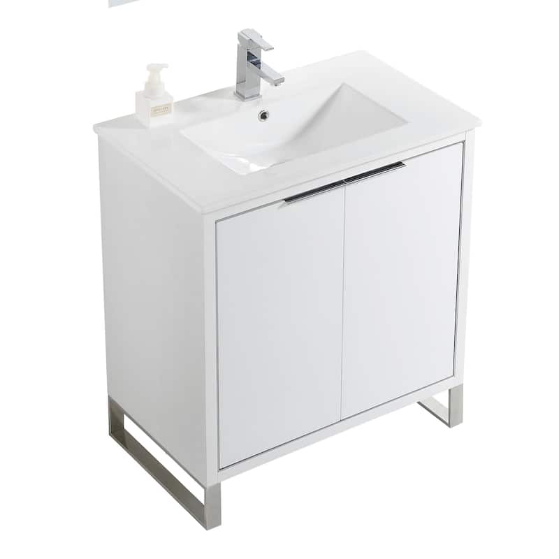 Fine Fixtures Opulence Collection Bathroom Vanity with White Ceramic Sink