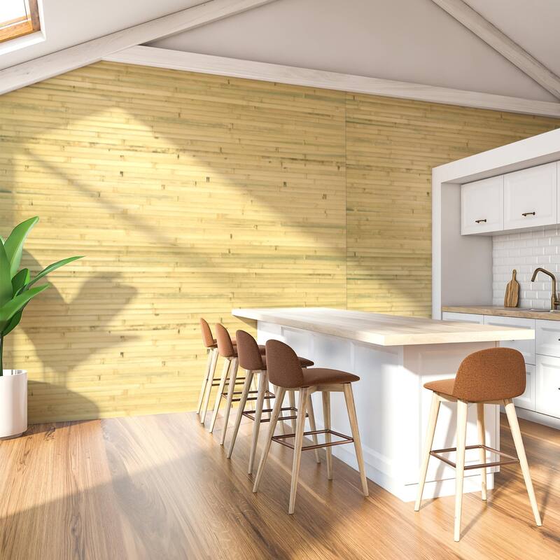 Art3d 48 x 96 in Natural Bamboo Wall Panel for Wall Decor for Living Room,Bedroom,Office - 96 X 48