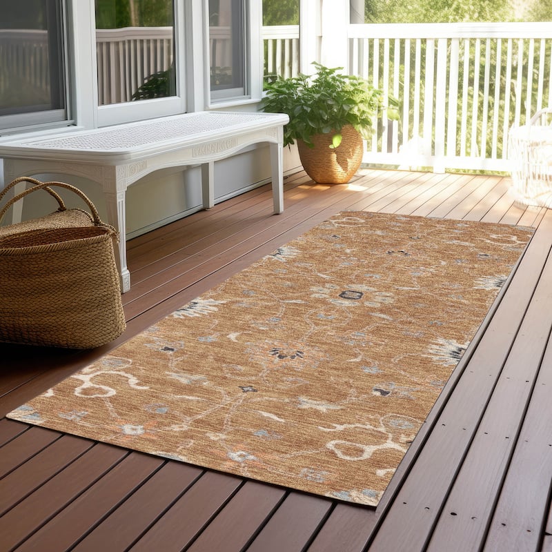 Machine Washable Indoor/ Outdoor Traditional Persian Chantille Rug