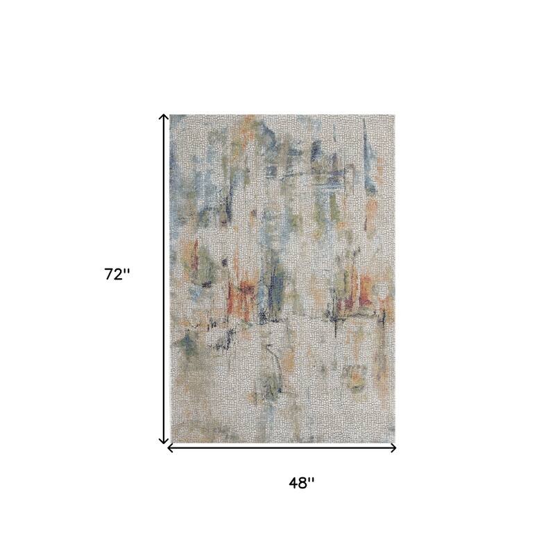 Hetug Power Loomed Distressed Abstract Modern Non Skid Area Rug By HomeRoots - 72' X '48' X '0.5