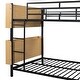 preview thumbnail 12 of 14, Full Over Full Size Metal Convertible Bunk Bed Frame w/ Unique Storage Headboard & Shelves, Black Detachable Iron Bed for Teens