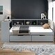 preview thumbnail 12 of 22, Wood Twin Size Platform Bed with Storage Shelves and 2 Drawers Grey
