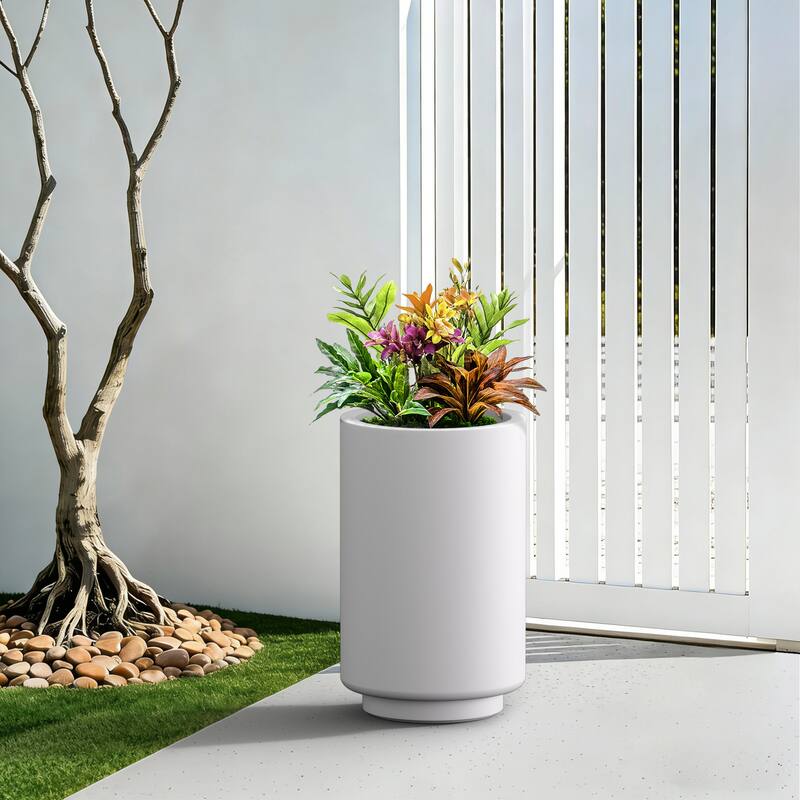 Concrete Cylindrical Planter with Drainage Hole for Indoor & Outdoor