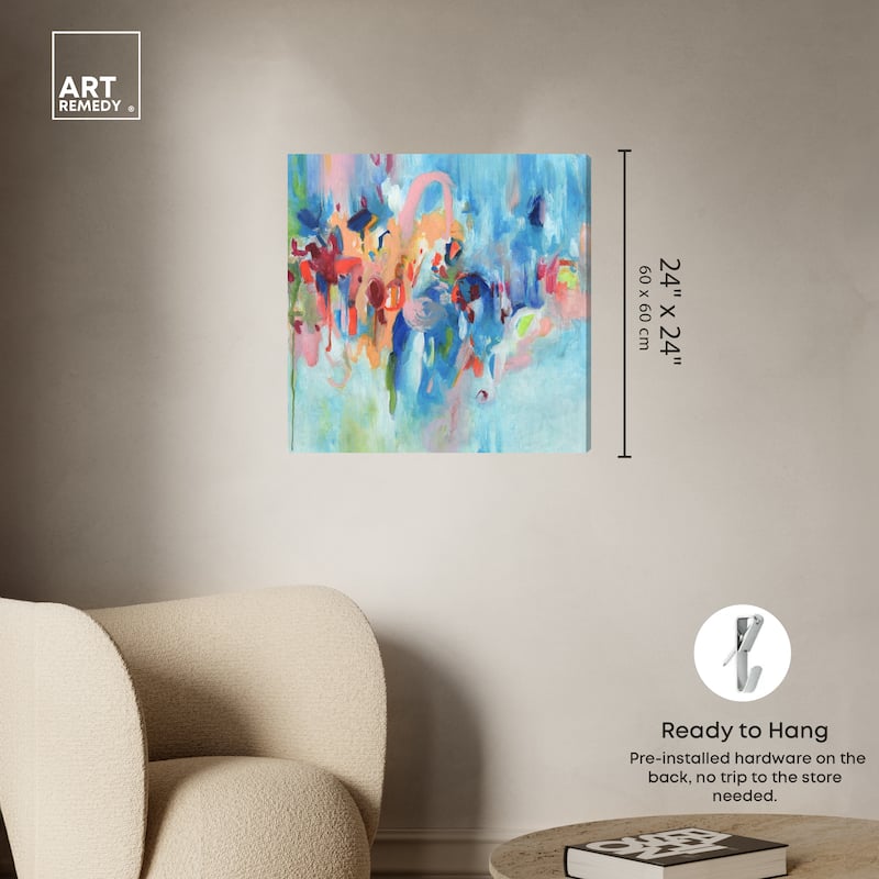 Art Remedy New Sky Gallery Wrapped Blue Abstract 1 Piece Canvas Wall Art