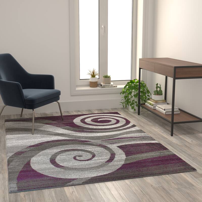 Modern Swirl Design Olefin Area Rug