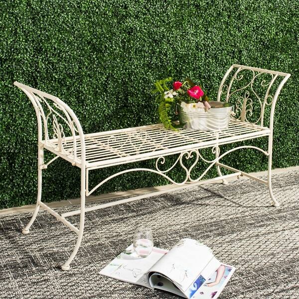 slide 1 of 22, SAFAVIEH Outdoor Living Adina Wrought Iron 51-inch Garden Bench - 51.3" W x 16.3" L x 27" H