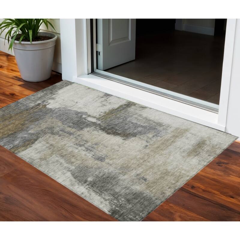 HomeRoots Abstract Transitional Rectangle Outdoor Rug - 3' x 5'