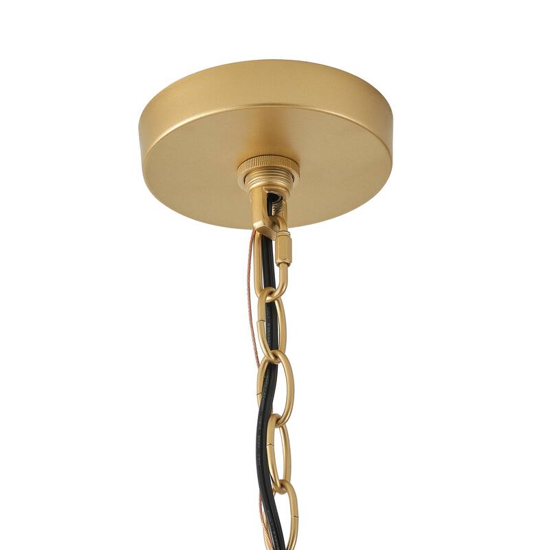 Brushed Gold 8-Light Pendant Light Fixture with Black PVC Lampshade