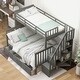 preview thumbnail 2 of 16, Gray Twin-Over-Full Pine Bunk Bed with Staircase and Drawer